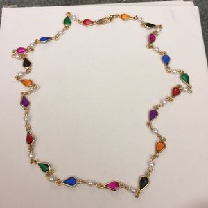 Goldtone Multi colored stones necklace